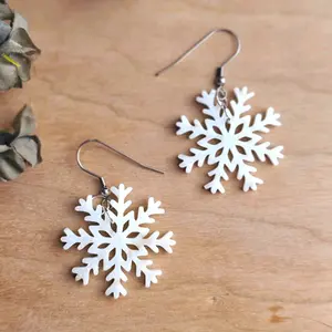 White Winter Snowflake Dangle Earrings (Perfect for Christmas)
