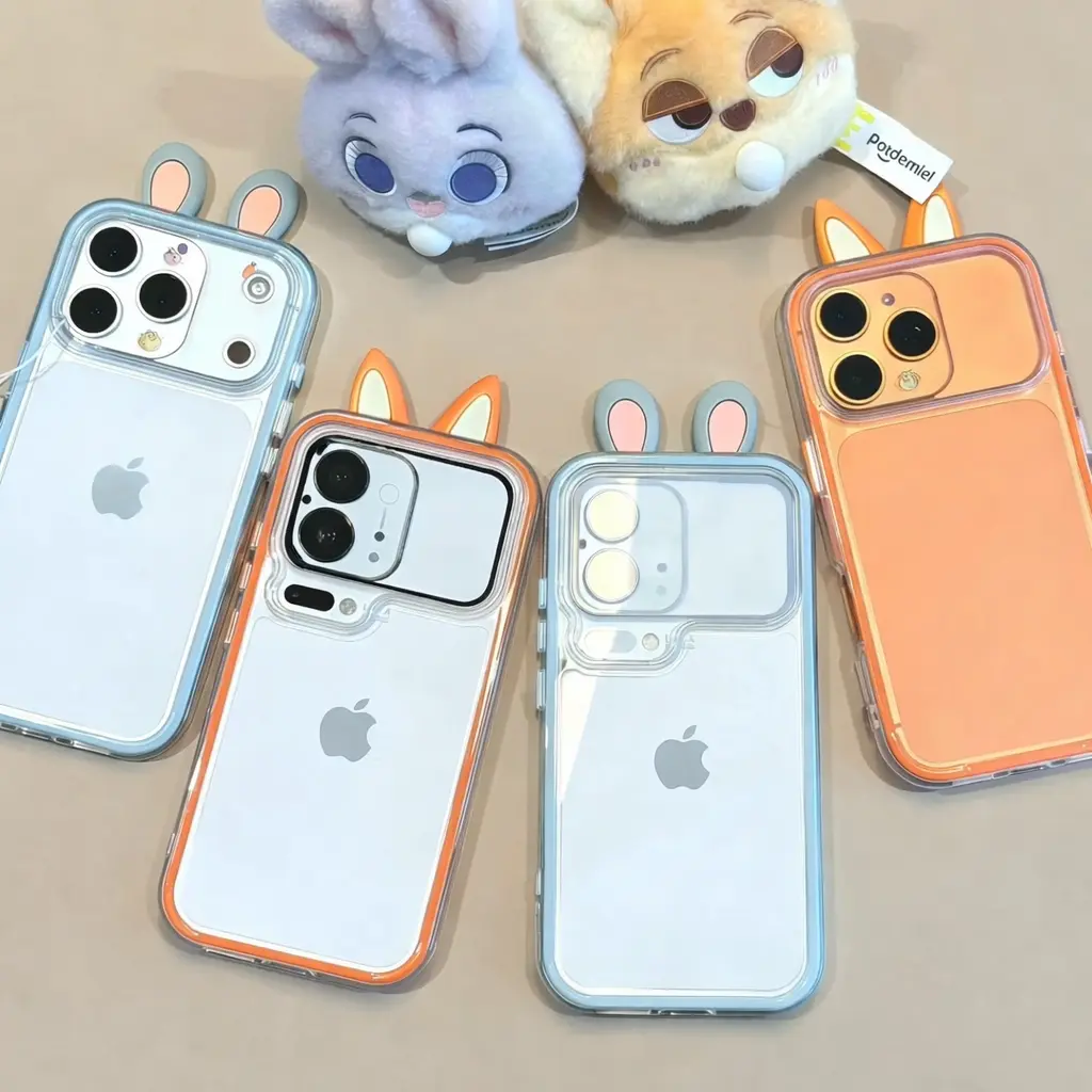 Zoo Topia Judith Nick Ears Transparent Phone Case for iPhone17 16 15 14 13 12 11 Pro Max TPU Soft Shell ShockproofAdorable Design Protection with Fox Ears