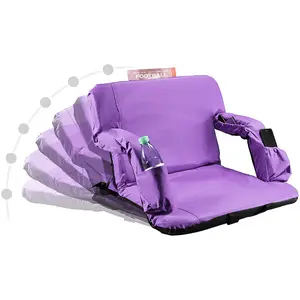 18" Extra Wide Stadium Seats for Bleachers with Back Support and Thick Padded Cushion, Portable Reclining Folding Chair with Optional Arms, 4 Pockets and Shoulder Straps,Big Size
