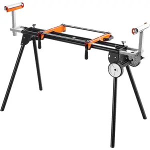 VEVOR 80in Collapsible Rolling Miter Saw Stand With One - piece Mounting Brackets, Clamps, Rollers, Heavy Duty Folding With Sliding Rail, 300lbs Load CapacityVEVOR Super Brand Day