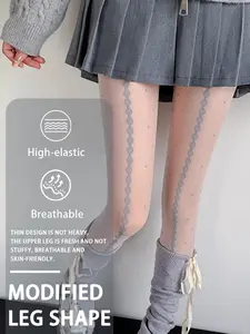 Vintage Polka Dot Rhombus Stockings, High Waist Slim-Fitting Striped Tights, Fashionable All-Seasons Wear, Beautiful and Stylish