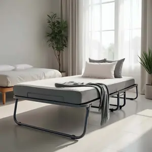 Nestl Folding Bed with 5" Luxury Memory Foam Mattress, Portable Rollaway Guest Bed with Sturdy Frame, Locking Wheels & Cover, Roll Away Fold Up Beds with Mattress for Adults, Twin Foldable Bed