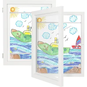 Artwork Frames Changeable 2 Pack, 9x12 Front Opening Art Display Frame, Holds 150 Drawings, White Picture Frame for 's Artworks and Projects
