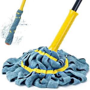 Self-Wringing Twist Mops for Floor Cleaning, Microfiber Floor mop with 57 " Long Handle, Easy Wringing Mop for Hardwood Commercial Household Clean