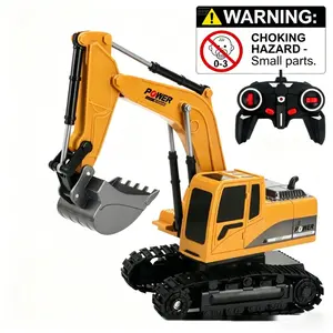 Six-Channel Alloy RC Excavator Set, Realistic Electric Truck, Kids' Toy for Ages 6+, Indoor Outdoor Play, Includes Box, Requires Aa Batteries
