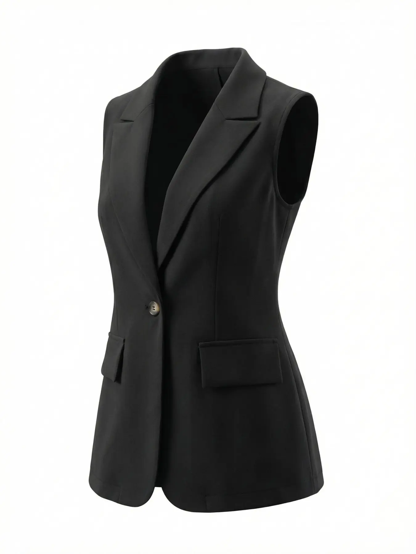 Classic Elegant Chic Sleeveless Blazer Waistcoat Jacket, Slim Fit Notched Lapel Vest Set, Womenswear, Suitable for Business Casual, Work, Office Workwear, Formal Occasions, Office Wear