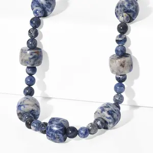Sodalite 355.00 ctw Beaded Necklace in Platinum Plated 18 Inches