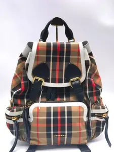 Pre-owned BURBBERY Cowhide Shoulder Bags TRIO Grey coated Monogram Canvas Shoulder Bag with Silver Hardware