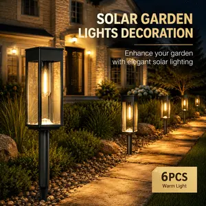6PCS Modern Solar Pathway Lights, Elegant Outdoor Garden Lights with Auto On/Off, IP65 Waterproof Solar Landscape Lighting for Yard, Walkway, Driveway & Patio