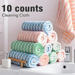 10 Counts Microfiber Cleaning Cloth, Super Soft Absorbent Dish Towels Rags Cloths for Washing Dishes and Kitchen Drying Cleaning House Keeping
