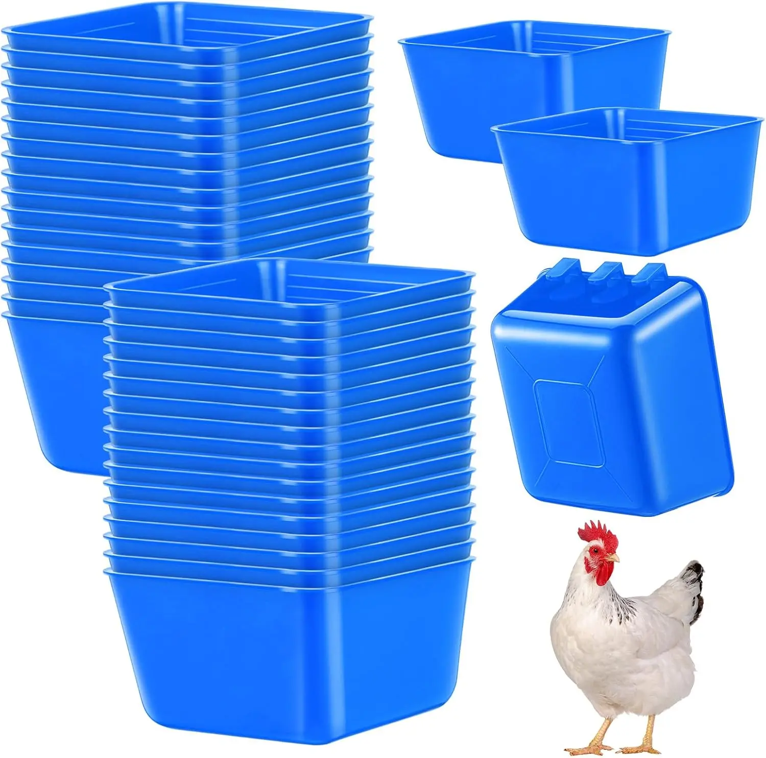 20 Pcs Chicken Water Feeder Cups 16 oz Pigeon Bird Feeder Cups Hanging Cage Chicken Water Cup for Pet Parrot Rooster Parakeet Bunny Poultry Wire Hutch(Blue)