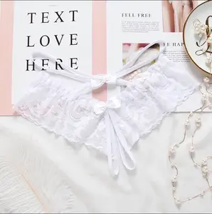 Sexy White Lace Crotchless Panties with Bow Detail – Elegant and Alluring Lingerie
