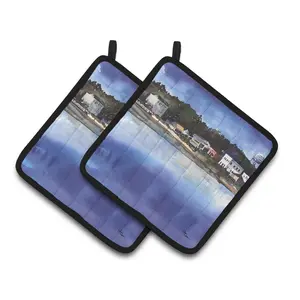 212 MAIN The Pass 2-Piece Fabric Pot Holders - Hot, Thick, Colorful Hanging Bakeware for Kitchen Use