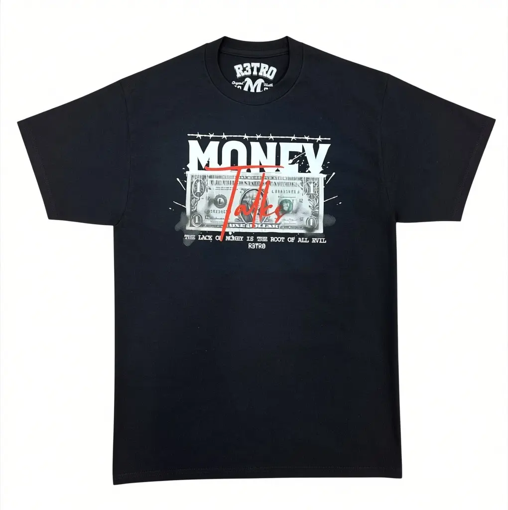 R3TRO WORLD 'Money Talks' T-Shirt In Black