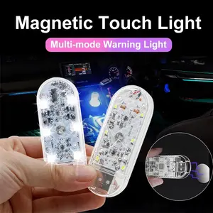 1/2X LED Touch well Light Mini Wireless Car Interior Lighting Auto Roof Ceiling Reading Lamp for Door Foot Trunk Storage Box Charger