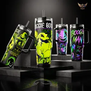 Oogie Boogie - Nightmare BF Christmas 40 oz Vacuum Insulated Tumbler with Handle Straw Let's Roll The Dice Graphic Keeps Drinks Hot/Cold Stainless Steel Travel Mug Movie Fans Halloween Lovers Spooky Aesthetic Merch Gift