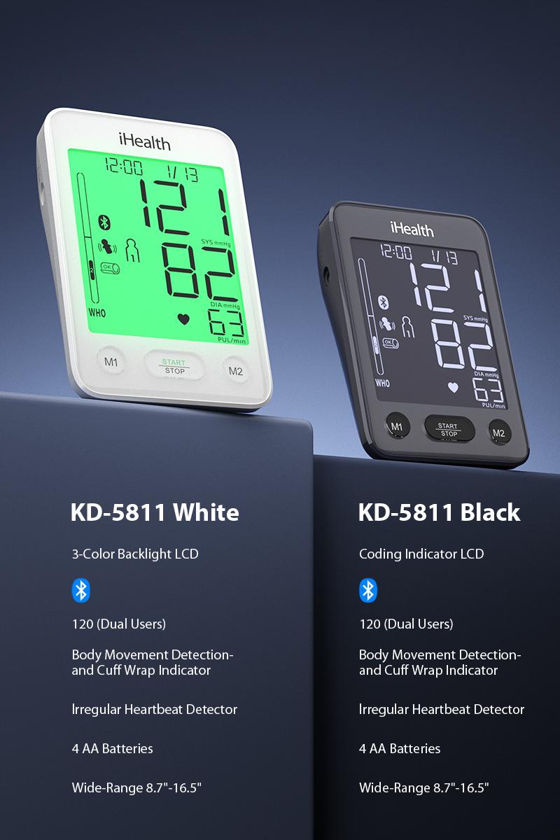 iHealth Bluetooth Blood Pressure Monitor with Large Cuff & Color-Coded Display, Dual Users 2*120 Readings, Automatica Upper Arm Blood Pressure Machine with Cloud Storage & Body Movement Detection, Portable Healthcare Kit iHealth Bluetooth Blood Pressure Monitor with Large Cuff & Color-Coded Display, Dual Users 2*120 Readings, Automatica Upper Arm Blood Pressure Machine with Cloud Storage & Body Movement Detection, Portable Healthcare Kit