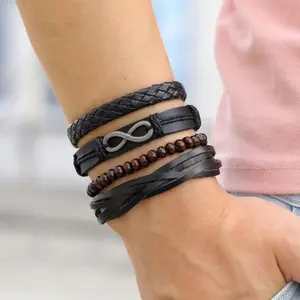 B13- Men’s Black Infinity Bracelet 4 pieces!