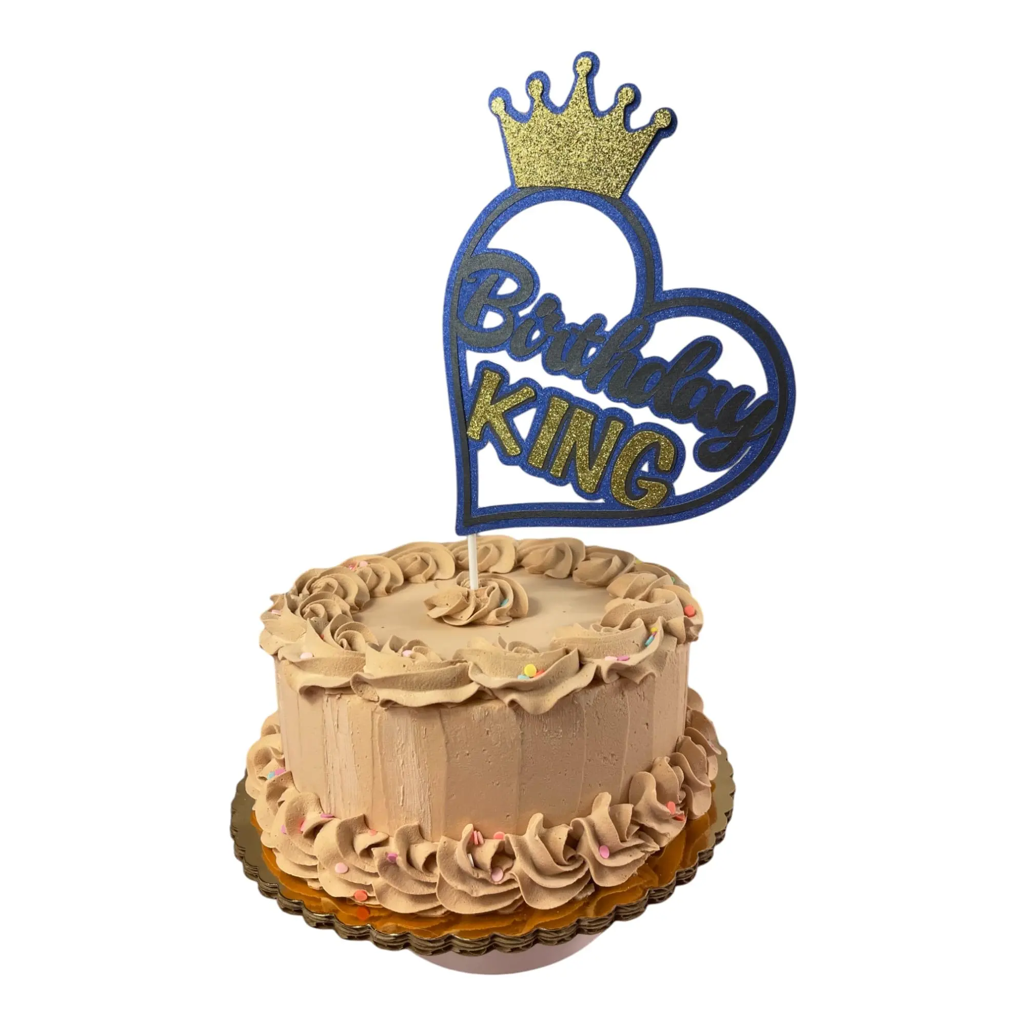 Creativity Shimmers Birthday King Men's Birthday Cake Topper Multilayered, Multicolor, Handmade, Sturdy, Reusable, Safe