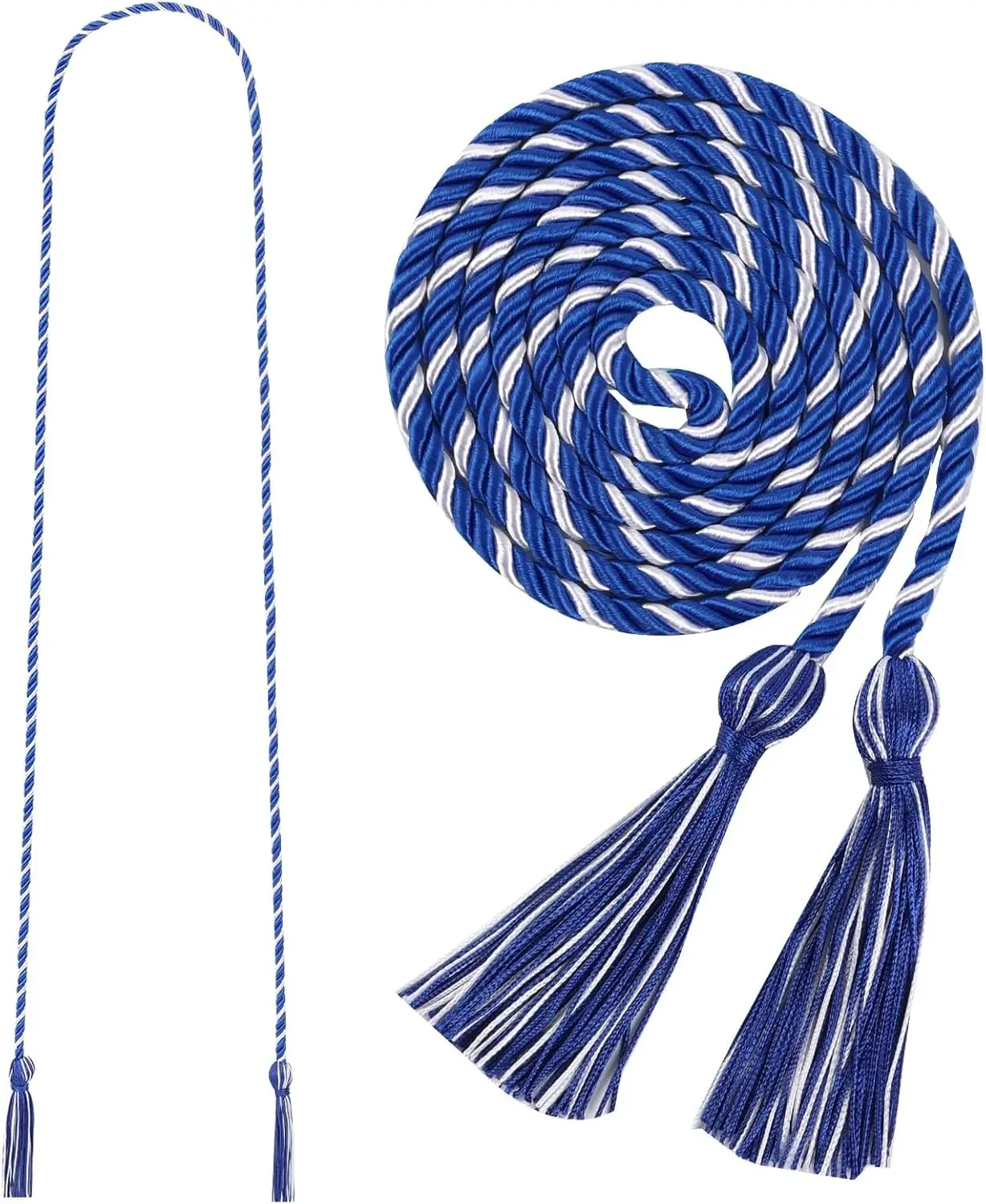 Graduation Honor Cord 68" Grad Braided Honor Cords with Tassel Honor Rope Grad Cords for Graduation Students Bachelor Master Doctoral Gown Grad Decor (Royal Blue and White)
