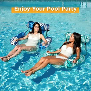 Quick Inflate Foldable Swimming Lounger, Leaf Pattern Skin-Friendly Inflatable Floating Seat, Heavy Duty Water Recliner for Summer Party
