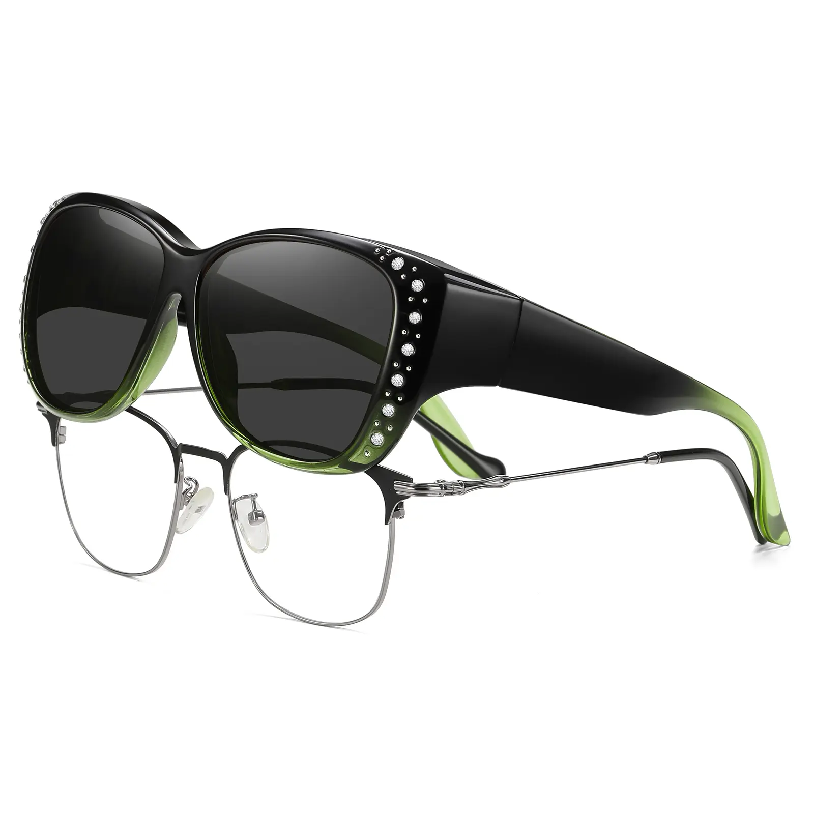 M Size Gradient Green Frame Grey Lens