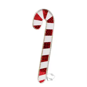 FixtureDisplays® Christmas Candy Cane Indoor Outdoor Lighted Yard Sign Rope Light 13X36" 110V 21782-NF
