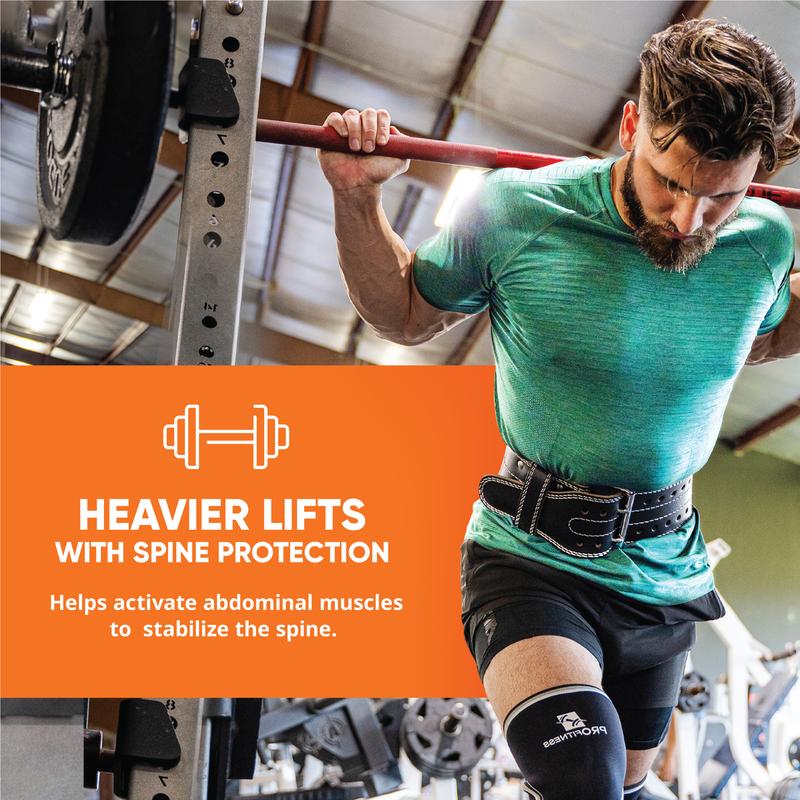 ProFitness Leather Weight Lifting Belt (5mm Thick) - Adjustable Gym Belt for Women & Men - Powerlifting, Deadlifts & Weightlifting Support