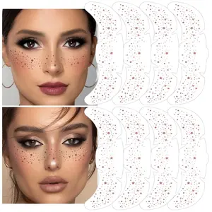 8Ps Face Glitter Speckles Patches, Rose Gold Glitter Freckles Face Tattoo, Glow Up Makeup Patches, Cute Glitter Makeup Accessories for Women, Cosmetic Glitter for Face Gift