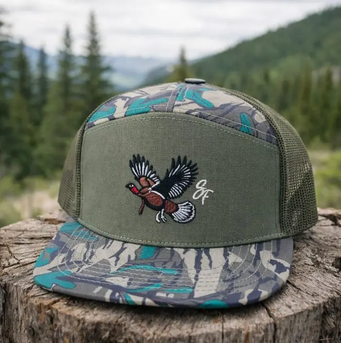 Southern Feth Hunting Trucker Hat Flying Pheasant Design Camouflage Mesh Cap for Outdoor Enthusiasts