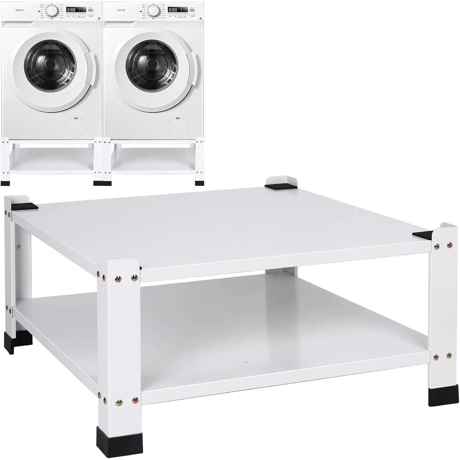 Black Steel Laundry Pedestal for Laundry Room, 28 in Wide Freestanding Universal Washer & Dryer Stand, 14 in Height Steel Base Platform with Cross Brace, Ergonomic Design, 700lbs Capacity, More Storage Space