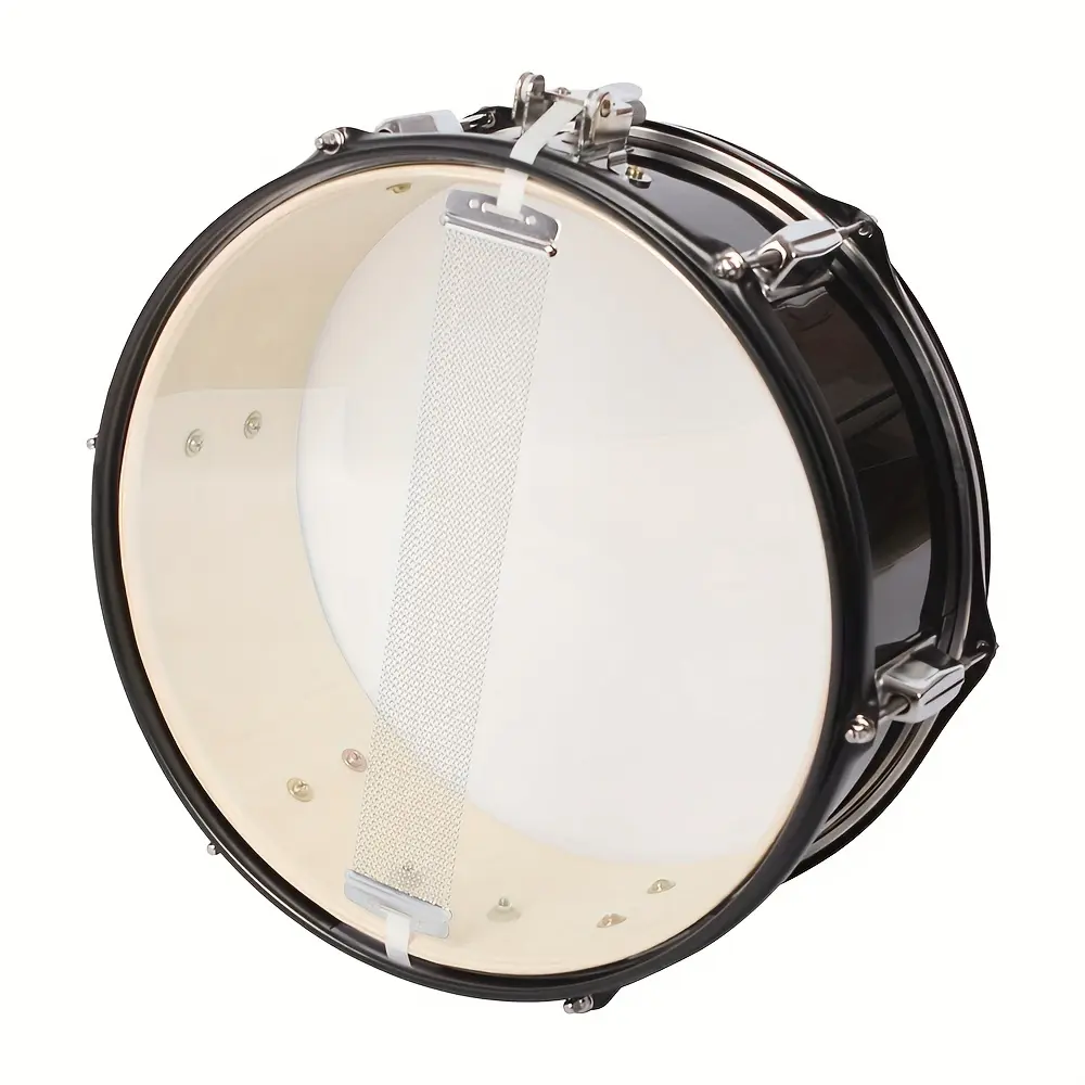 14"x5.5" Professional Marching Snare Drum Kit - Heavy-Duty Metal Shell, Black Finish, White Head, Black Hardware, Drumsticks, Strap, Wrench - Portable Percussion Instrument for Marching Band Beginner Drummers
