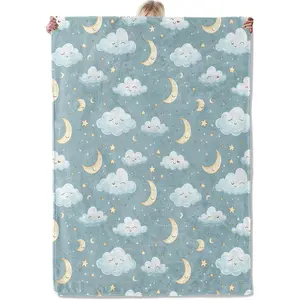 Moons and Clouds Throw Blanket Gifts for Women Adults Girls, Soft Fuzzy Warm Cozy Flannel Blankets for Bedroom, Travel, Couch, Home Decor