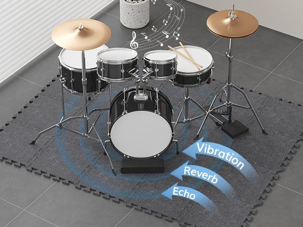 TONOR 20PCS Drum Mat Set with Soundproof Carpet, Thick Sound Absorbing Panel, Non-Slip Bottom & Bass Anchor for Electric Drum Set