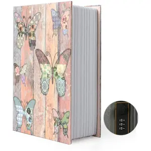 Small Sized Diversion Book Safe Storage Box, Dictionary Secret Safe Metal Can with Security Combination Lock/Key, Diversion Book Hidden Safe (Combination, Butterfly)