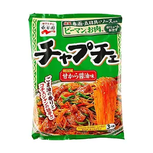 NAGATANIEN Korean Japchae Stir-Fried Noodles Kit - Authentic 3-Serving Meal with Noodles, Veggies & Sauce - Quick & Easy Japanese Style Instant Food