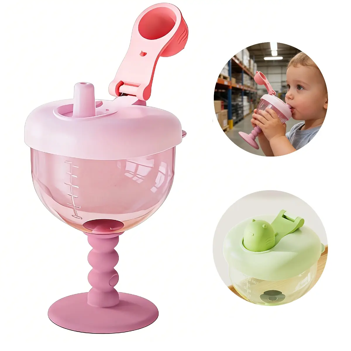 1pc covered training cup with straw, anti-drop high-footed juice and milk drinking, party and holiday gift, Leakproof Sippy Cups, Toddler Cups With Straws, Drinking Feeding Supplies