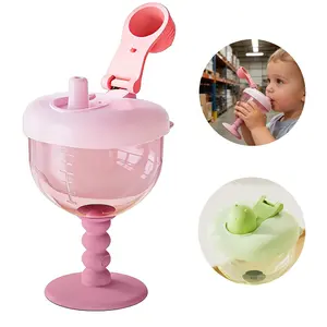1pc covered training cup with straw, anti-drop high-footed juice and milk drinking, party and holiday gift, Sippy Cups