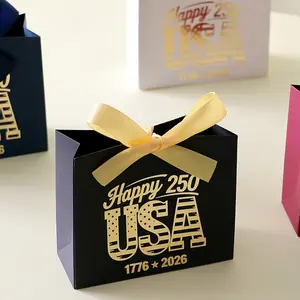 20 Piece Independence Day Candy Gift Box Set, Usa Letter Happy250 Design, Ribbon Decoratt Small Gift Boxes for ed, EleganPackaging