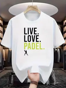 Summer New Fashion Simple Padel Live Love Tennis Player Printed Soft Round Neck T-Shirt, Casual Loose-Fitting Sleeveless Short Top