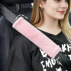 2-Pack Plush Car Seat Belt Covers – Soft Faux Rabbit Fur Shoulder Pad Protectors | Cute & Comfy Auto Interior Accessories