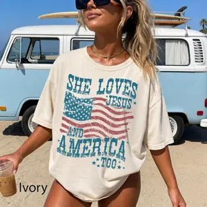 4th Of July Unisex Tshirt, America Independence Tshirt, She Loves Jesus Tee
