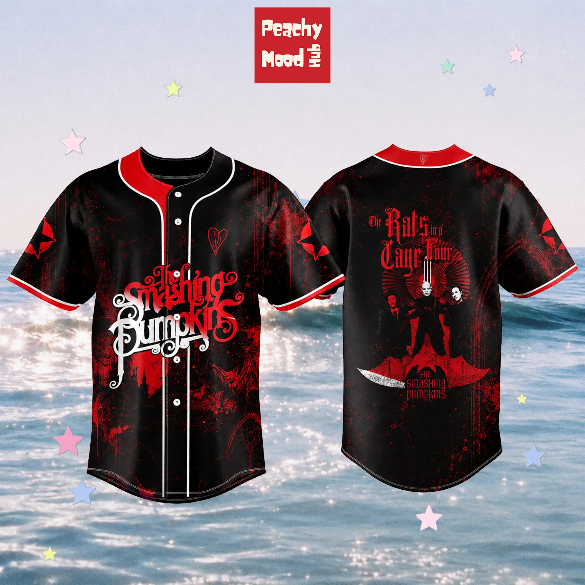 The Smashing Pumpkins V2 - Rats in a Cage Tour 2026 Exclusive Baseball Jersey, Limited Edition Rock Grunge Concert Fan Merch, Alternative Rock Apparel, Vintage Tour Jersey, Gift for Fans
