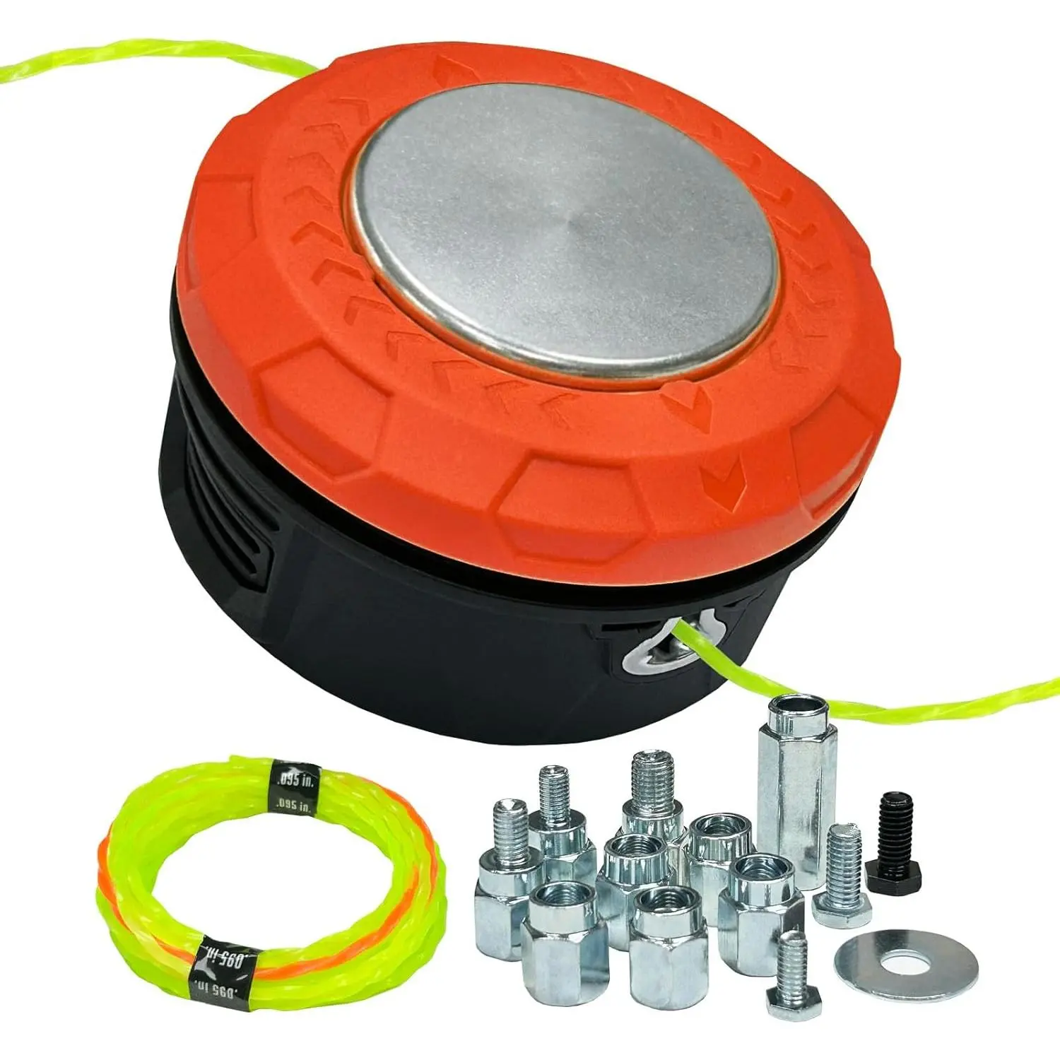 Universal Weed Eater Accessory for Echo, Ego, Stihl, Ryobi - Bump-to-Feed Mechanism, Wear-Resistant Rotatable Iron Plate, 14ft 0.095in Trimmer Line, Fiberglass-Reinforced Polyamide, Fits Nearly All Gas-Cordless String Trimmers (Residential Use)