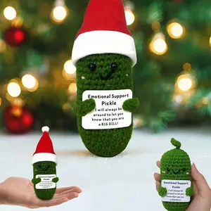 Cute Positive Energy Dolls, Soft Stuffed Figure, Handmade Emotional Pickle Gift Set, Creative Crochet Christmas Ornament, Perfect for Valentine's Day & Birthdays