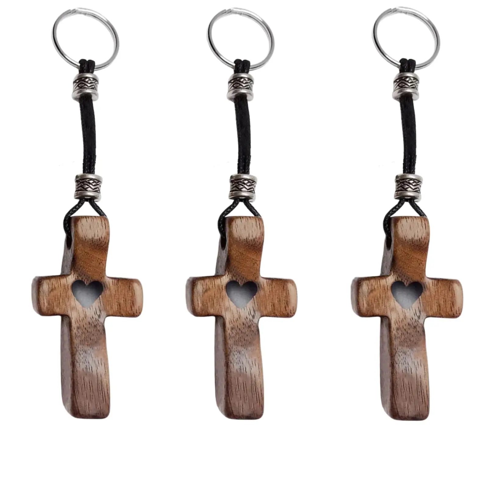 Keychain, 100% Walnut Christian Key Chain, Small Jesus Key Chain, Pocket Wood Cross, Encouragement and Prayer, Easter Stress Relief Gift, Wooden Keychain