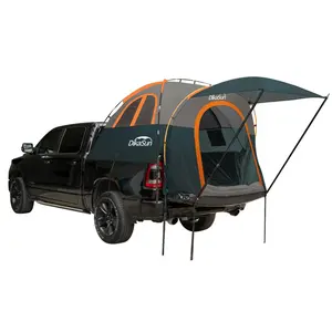 Waterproof 6.4ft-6.7ft Truck Bed Tent with Awning, Tear-Resistant Pickup Tent with Windows, Spacious 2-Person Camping Shelter for Full-Size Trucks