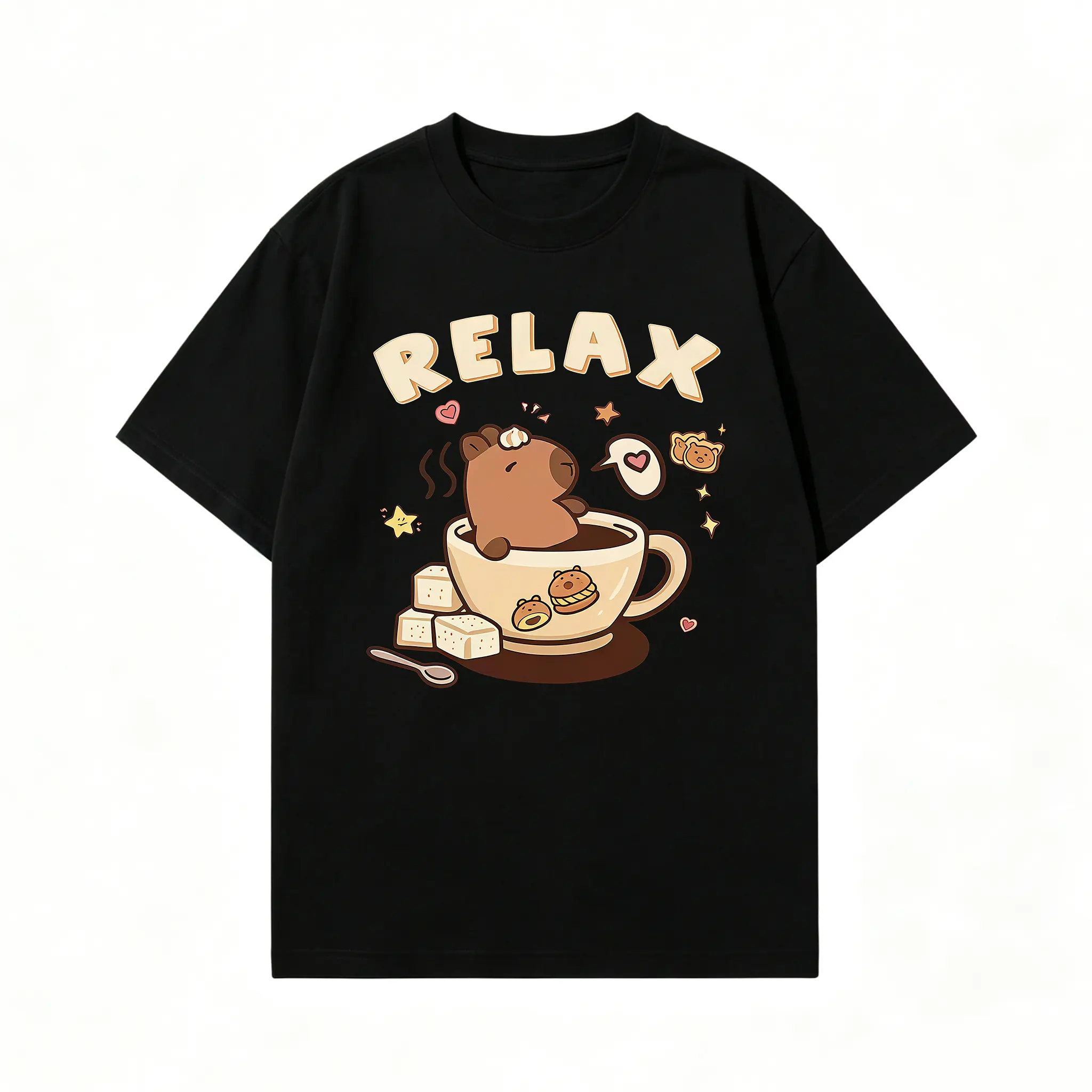 Women's Oversized T-Shirt with Capybara Graphic - Casual Loose-Fit Round Neck, Soft Breathable Cotton Shortsleeve Top, Oversized Tshirt Women, Short Sleeve, Casual Comfy Top, T Shirts For Women