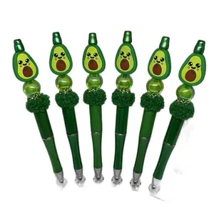Green Avocado one piece Focal Pen - Green Handle with Avocado Design, Decorative Beads, and Unique Shape