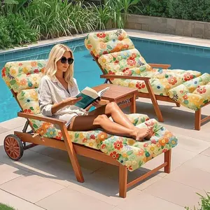 Outdoor lounge chair cushion, 100% waterproof replacement cushion with ties, thick cotton patio pool lounge chair cushion for outdoor furniture, 75.1 × 22.8 × 4.7 inches